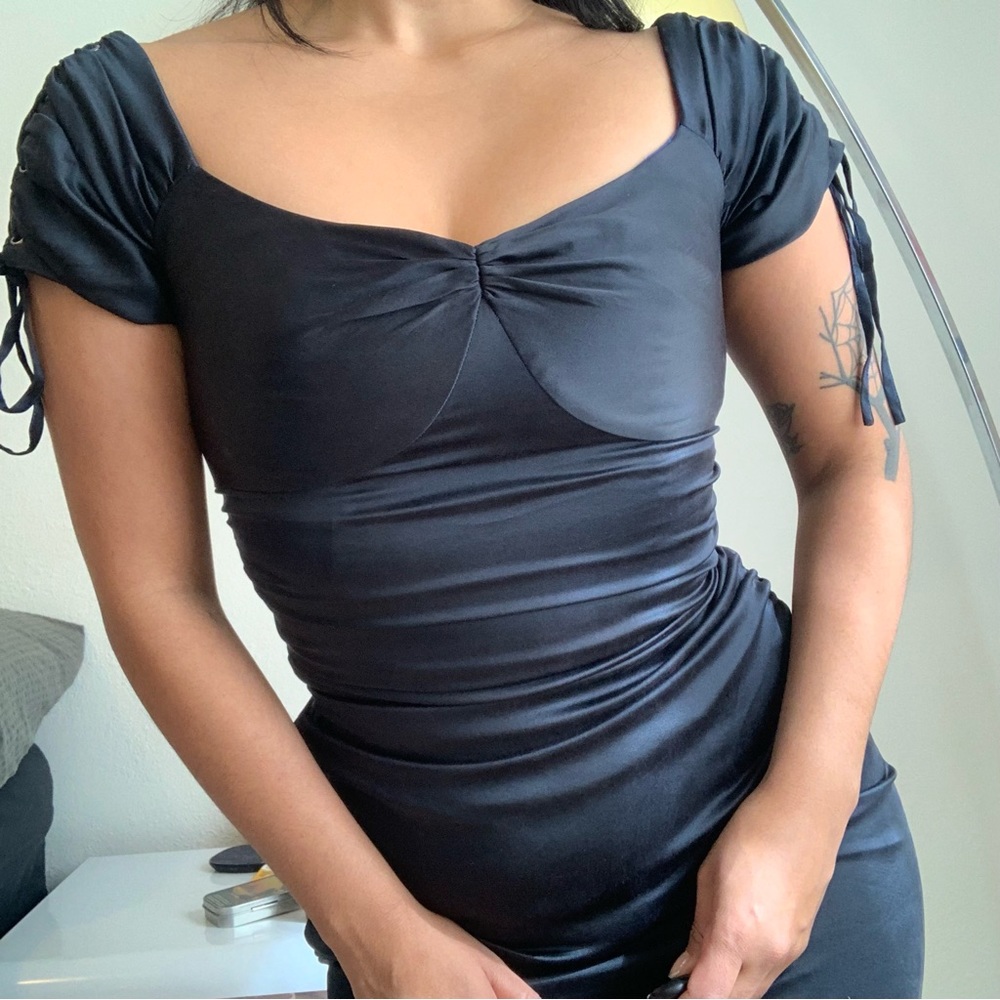 Y2k vintage silk Betsey Johnson milkmaid dress